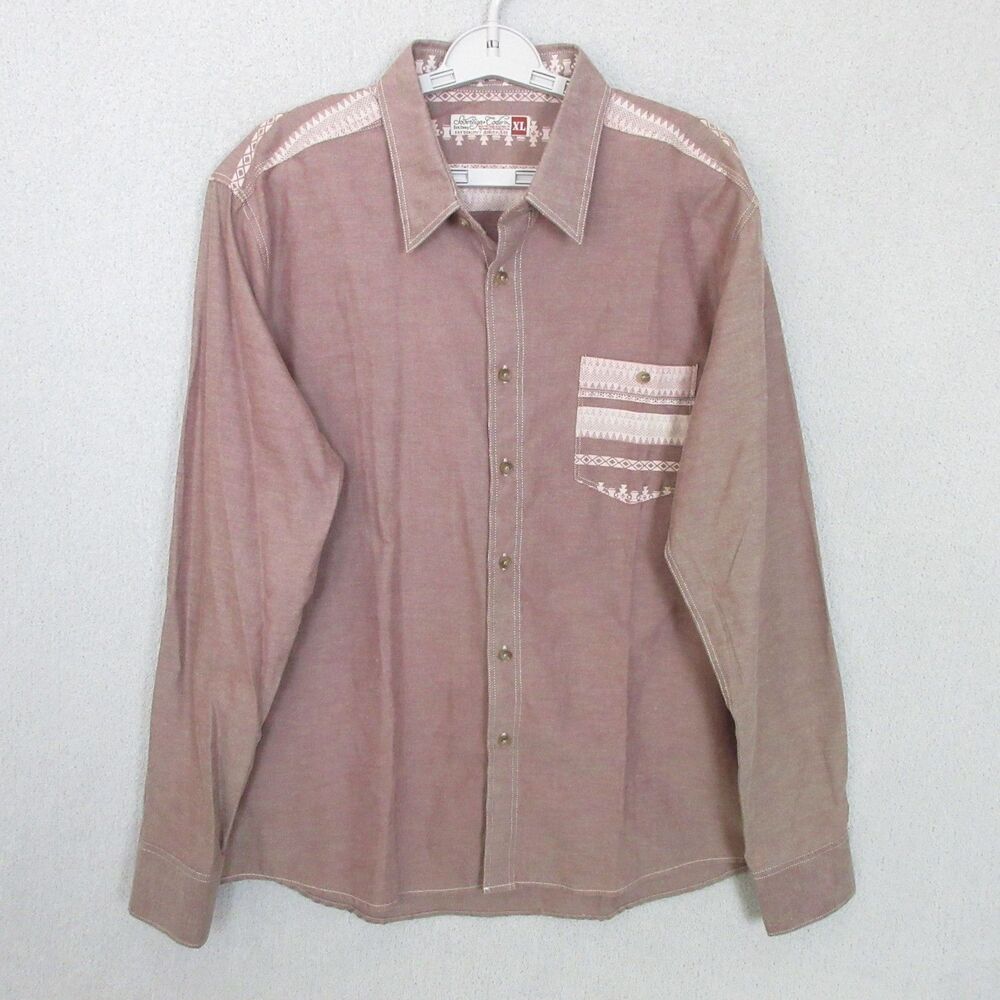 Sovereign Code Shirt Mens XL Geller‎ Mexicali Red Long Sleeve Button Up Pattern